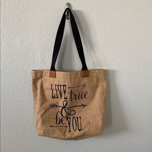 Thirty-One Wander Tan Tote with Black Handles